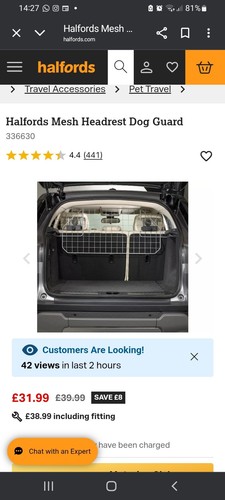 Halfords car dog - halfords, barrier